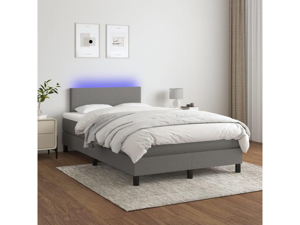 Nidchicshop bed base and mattress with LED lighting, Dark Grey, 120x200 cm, 64095ZAXY