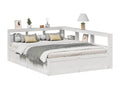 White bookcase bed without mattress, 150x200 cm, solid pine wood, 93997BWFK
