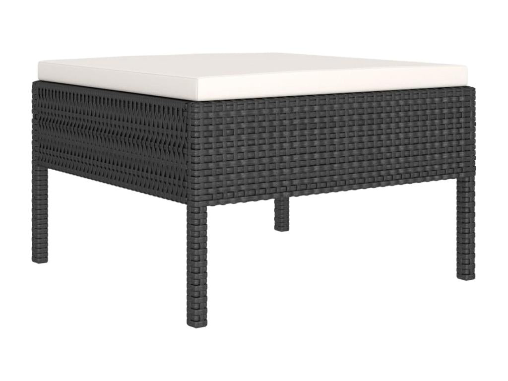 6-piece garden furniture set with cushions, black wicker resin, 68 18057VXSS