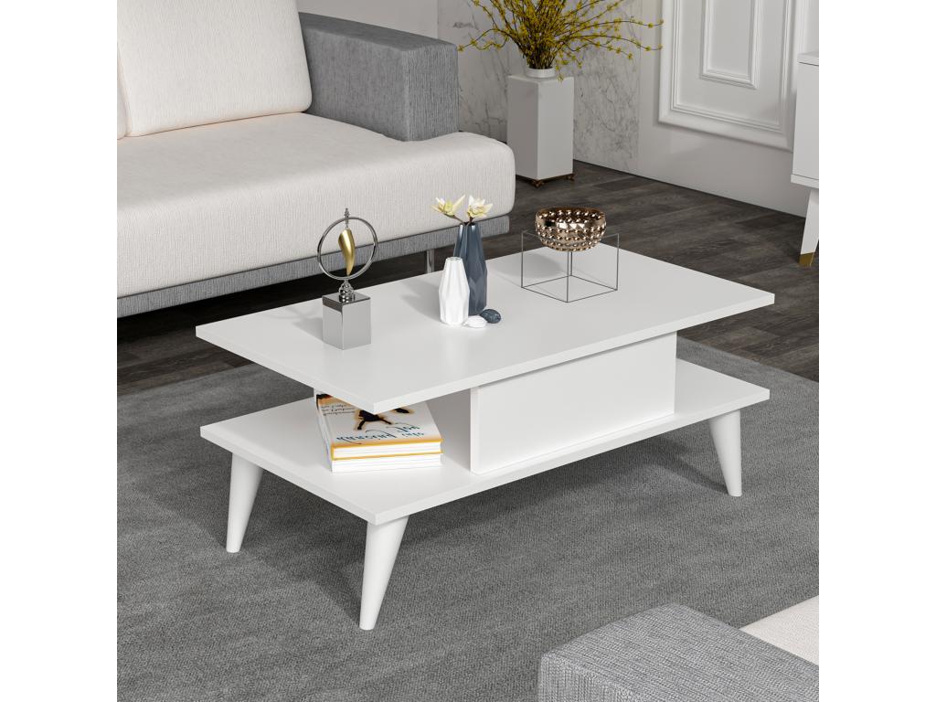 Bohometop coffee table with storage space, 40x90x45 cm, white, Bohometop 83864IIJF