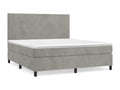 Upholstered bed base and mattress, light grey, 180x200cm, velvet, 32999KYUB