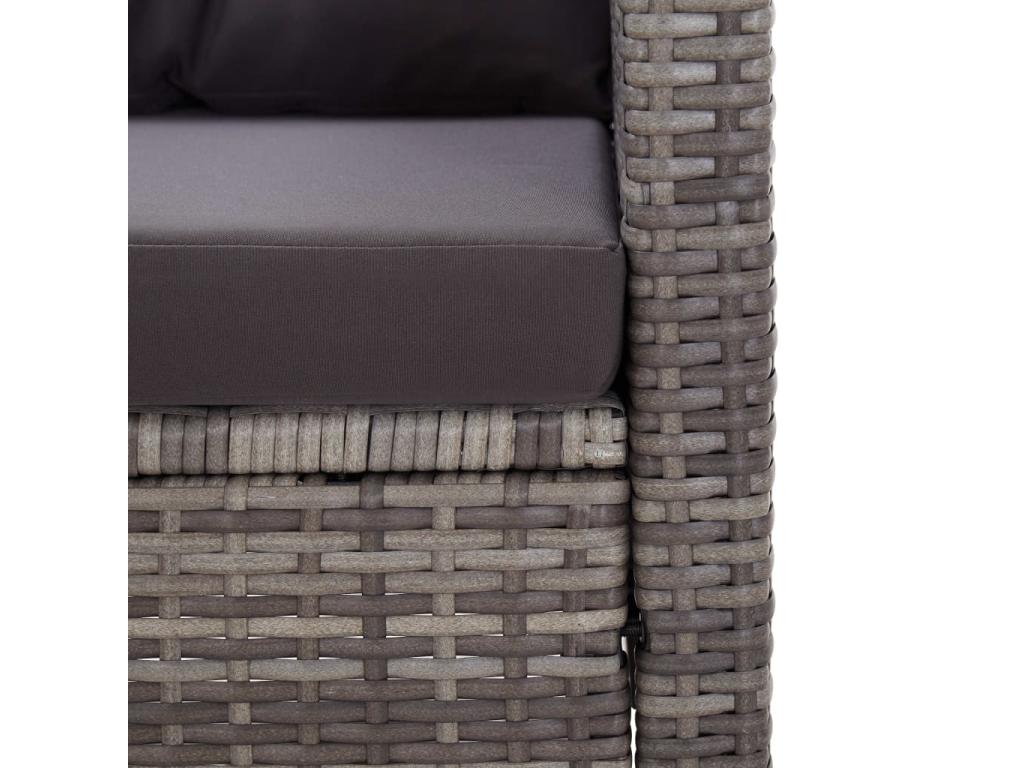 2-seater garden sofa and cushions, grey, 124cm, woven resin, 34513BGIW