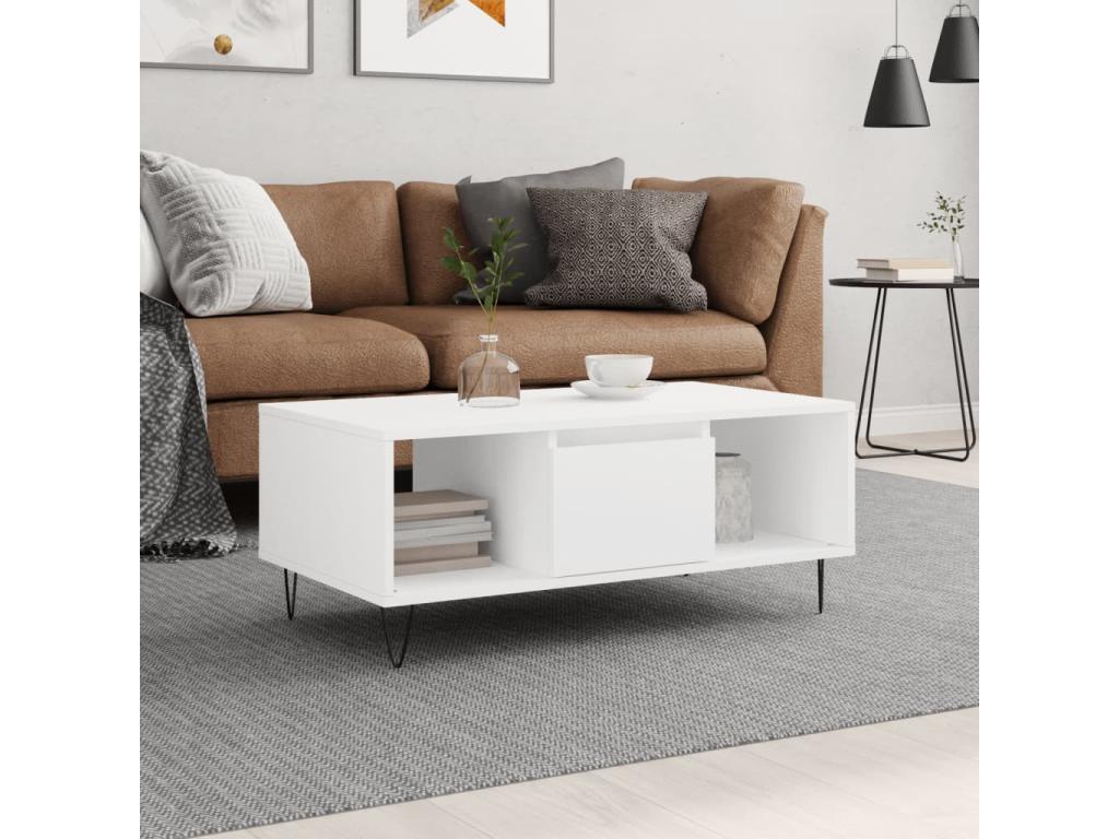 Coffee table, white, 90x50x36.5 cm, engineered wood, 23709LIAB