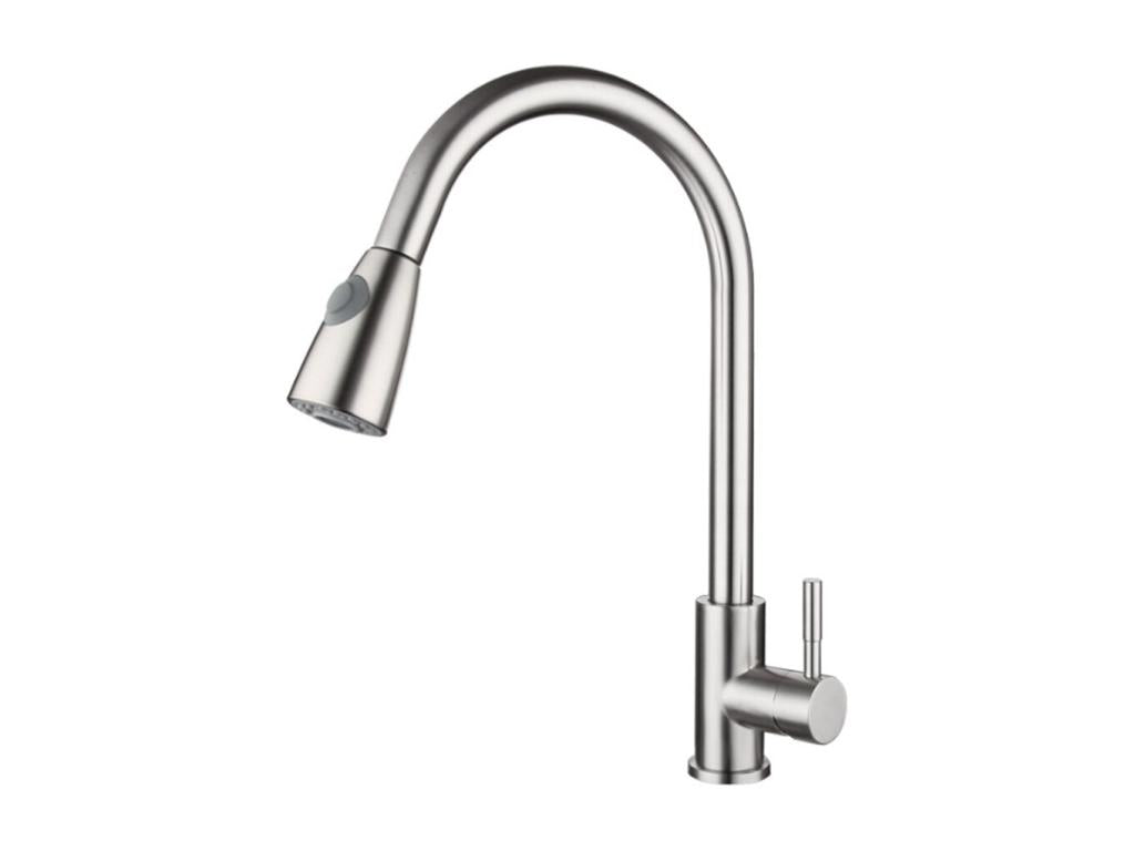 Kitchen Faucet Mixer Tap Sink Faucet with 360 Degree Swivel Spout and Detachable Sprayer Brushed Nickel Brass