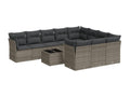 11-piece garden furniture set with grey resin wicker cushions 18132PYQI