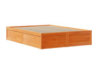 Bed frame without mattress, brown wax finish, 150x200cm, solid pine wood, 02880OYDK