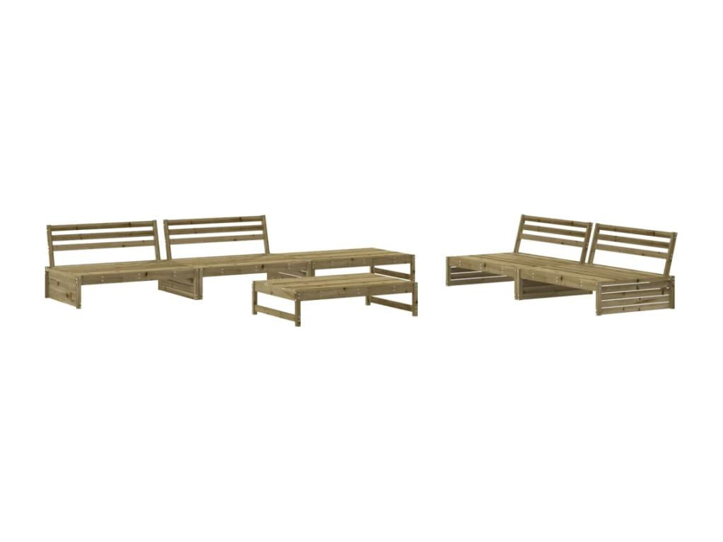 6-piece garden furniture set, impregnated pine wood, 16833HUWY