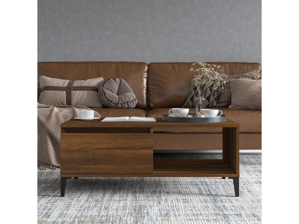 Coffee table, brown oak, 90x50x36.5 cm, engineered wood, 55758WBXN