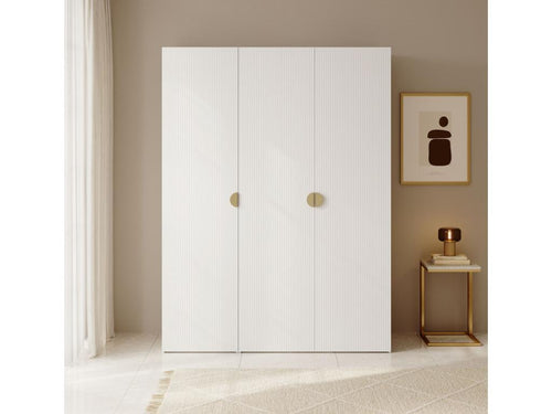 3-door wardrobe with long hanging rail and drawers - 150 cm - white - Bohometop 88792BJYQ