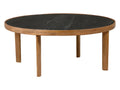 Round coffee table 90 cm in mango wood and black marble - Bohometop 92222MWQL