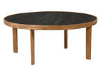 Round coffee table 90 cm in mango wood and black marble - Bohometop 92222MWQL