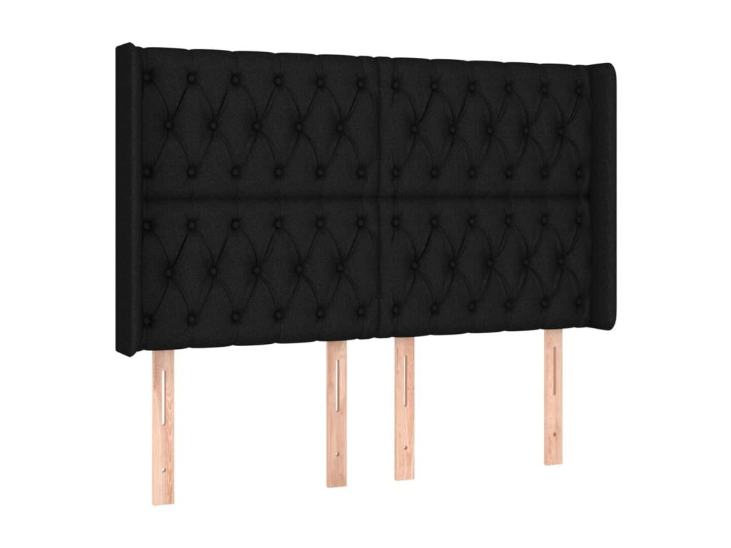 Nidchicshop bed base with mattress and LED lighting, black, 140x200 cm, fabric, 43172LFSM