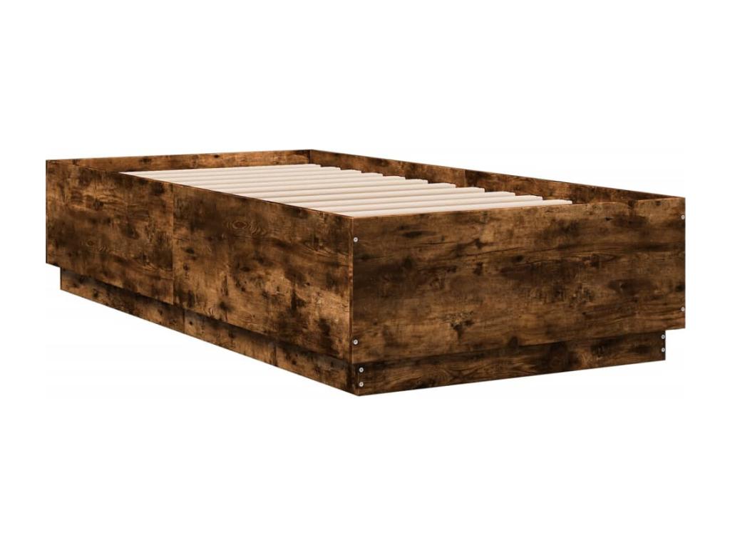Smoked oak bed frame 90x190 cm engineered wood 04751TMQF