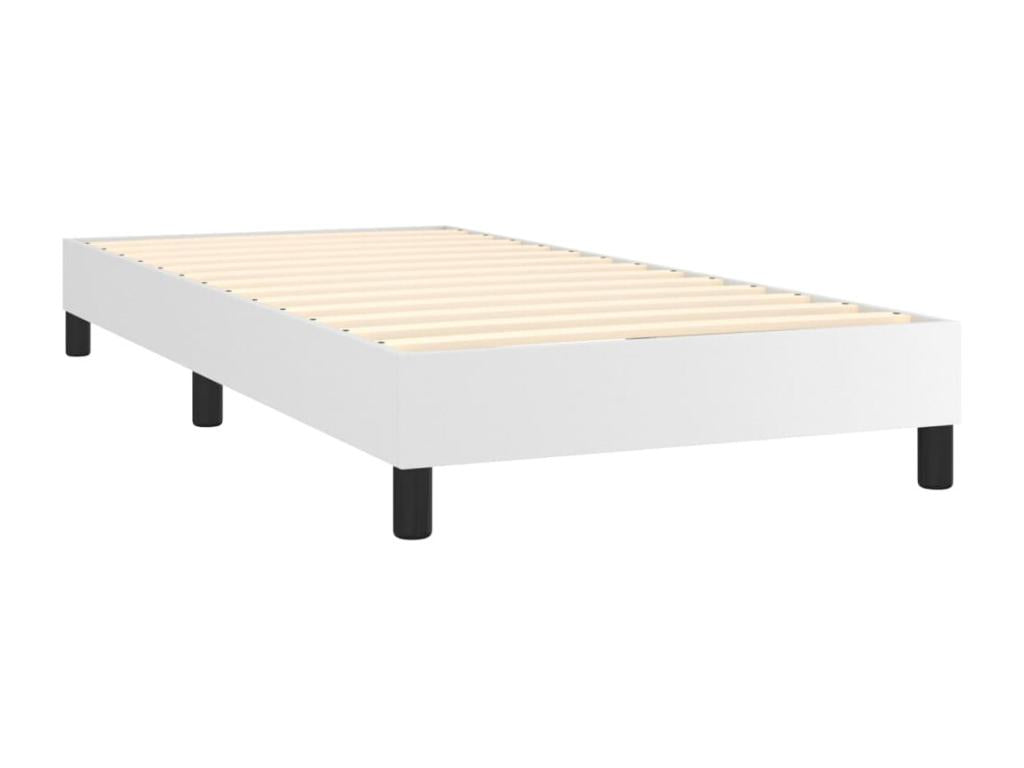 Upholstered bed base with mattress, white, 80x200 cm, faux leather, 68528VAFD