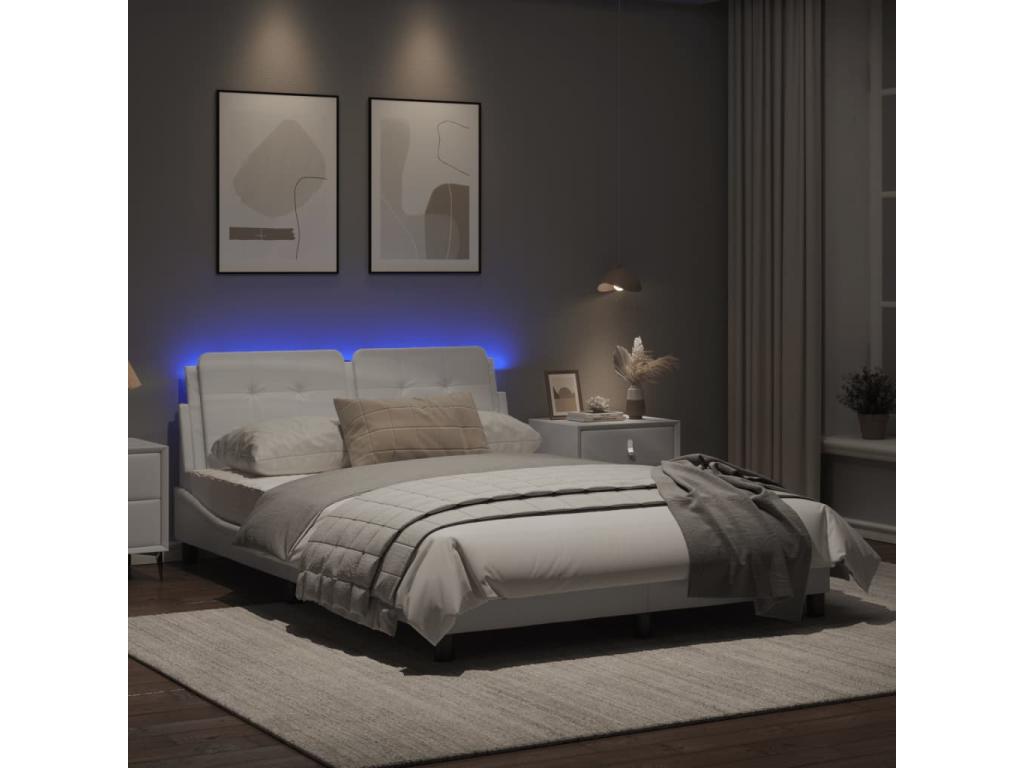 Bed frame with Nidchicshopères LED white 120x200 cm faux leather 65840UNAN