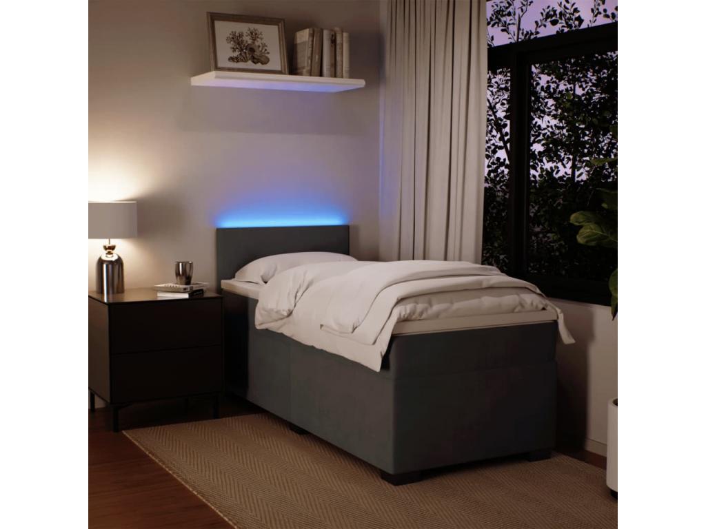 Bohometop bed base and mattress, dark grey, 90x200 cm, velvet, 09635UGUA