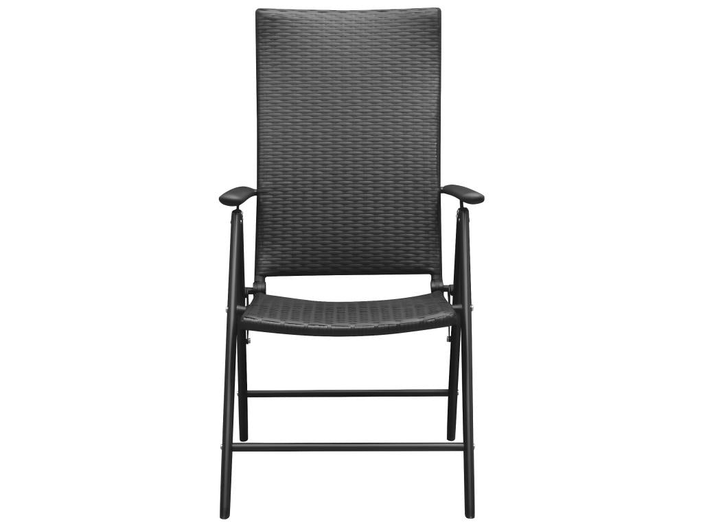 Garden chairs, set of 4, black wicker resin, 46493AGZB