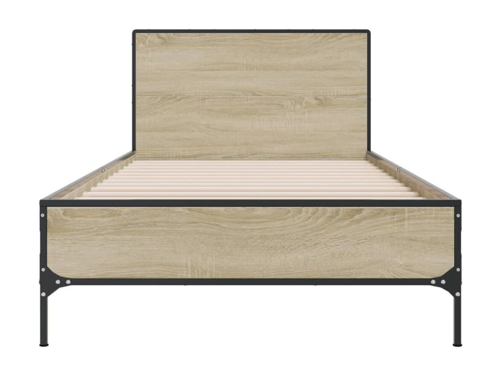 Bohometop Oak Bed Frame 90x190 cm Engineered Wood and Metal 92702WIRU