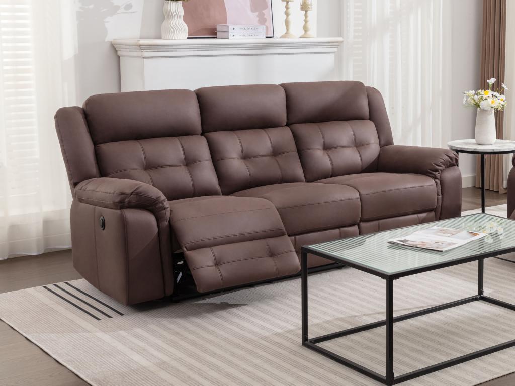 Nidchicshop 3-seater electric sofa in brown aged leather-look microfiber Nidchicshop 73852LPUH
