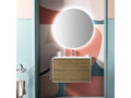 Bohometop 2-drawer bathroom vanity unit in white and oak lacquer and LED mirror, 80cm wide, 99558CKJF