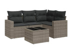 5-piece garden furniture set with grey resin wicker cushions 99221UOLM