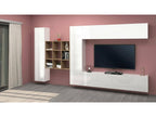 Bohometop wall-mounted TV unit with 4 doors, versatile living room furniture, Made in Italy, 350x30x180 cm, Glossy white, 40286IWRG