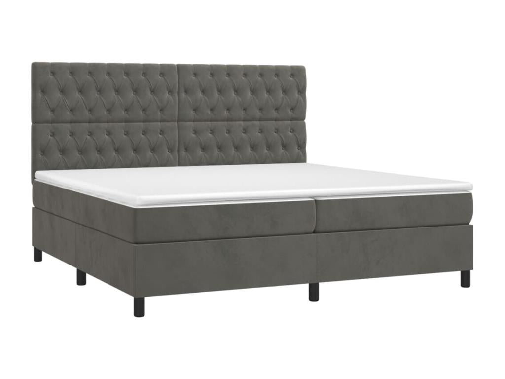 Upholstered bed base with mattress and LED lighting, Dark Grey, 200x200 cm, Velvet, 02935PWWH