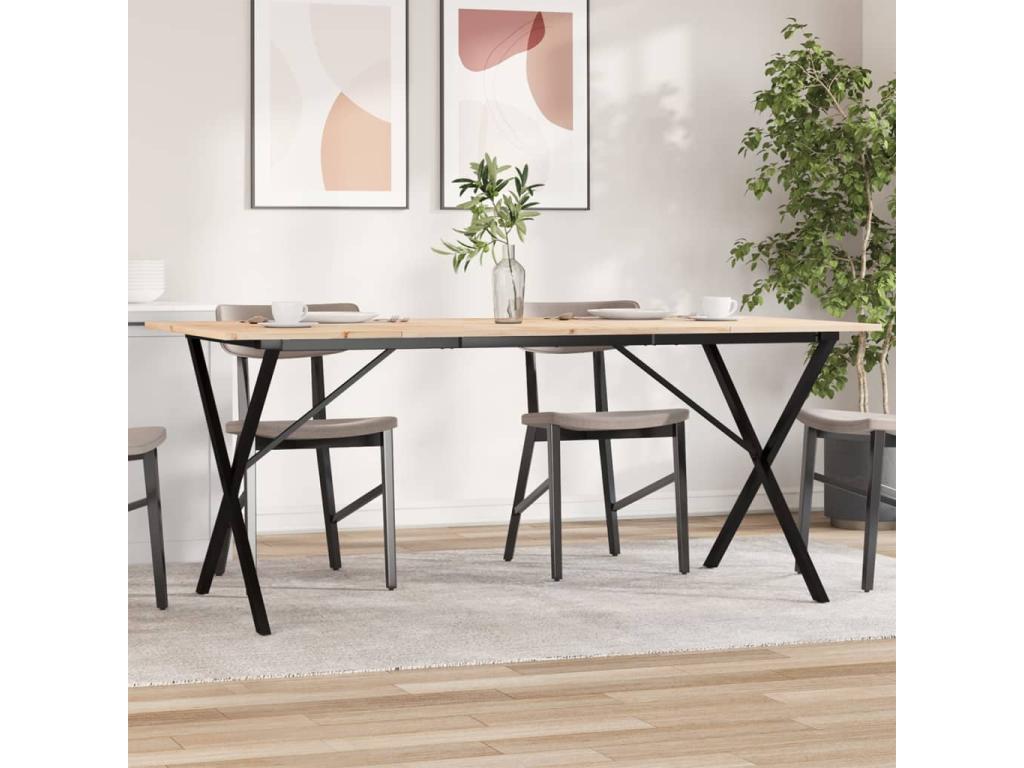 X-frame dining table 180x90x75 cm solid pine wood cast iron 20588FBFF