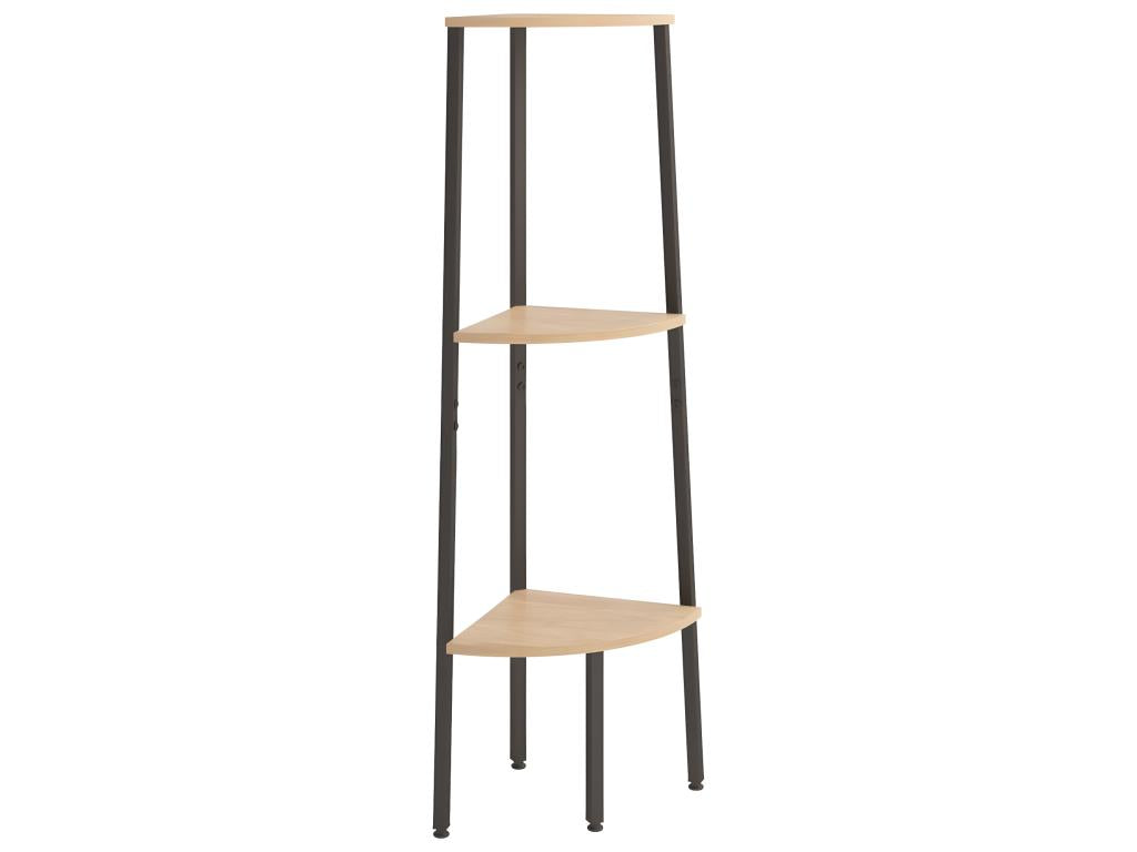 3-Tier Corner Shelf, Light Brown and Black, 45.5x31.5x120 cm, 56115WKKA