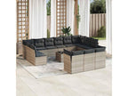 14-piece garden furniture set with cushions, light grey woven resin 30213RDJM