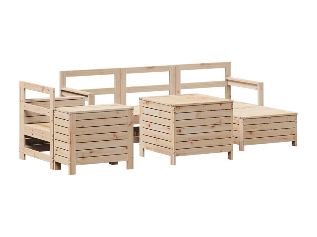 7-piece garden furniture set, solid pine wood 15202IIXS