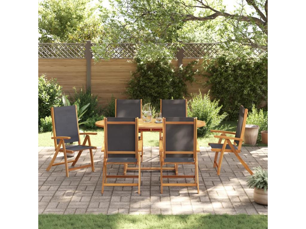 Bohometop 7-Piece Garden Dining Set, Solid Wood and Textilene 04546QXYV