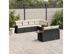7-piece garden furniture set with cushions, black woven resin 82530GCQJ