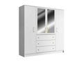 Wardrobe with 4 doors and 3 drawers - With mirrors - W196 cm - White - Bohometop 96350YGOF