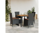 5-Piece Garden Dining Set with Cushions, Black Wicker Resin 61457BDUL