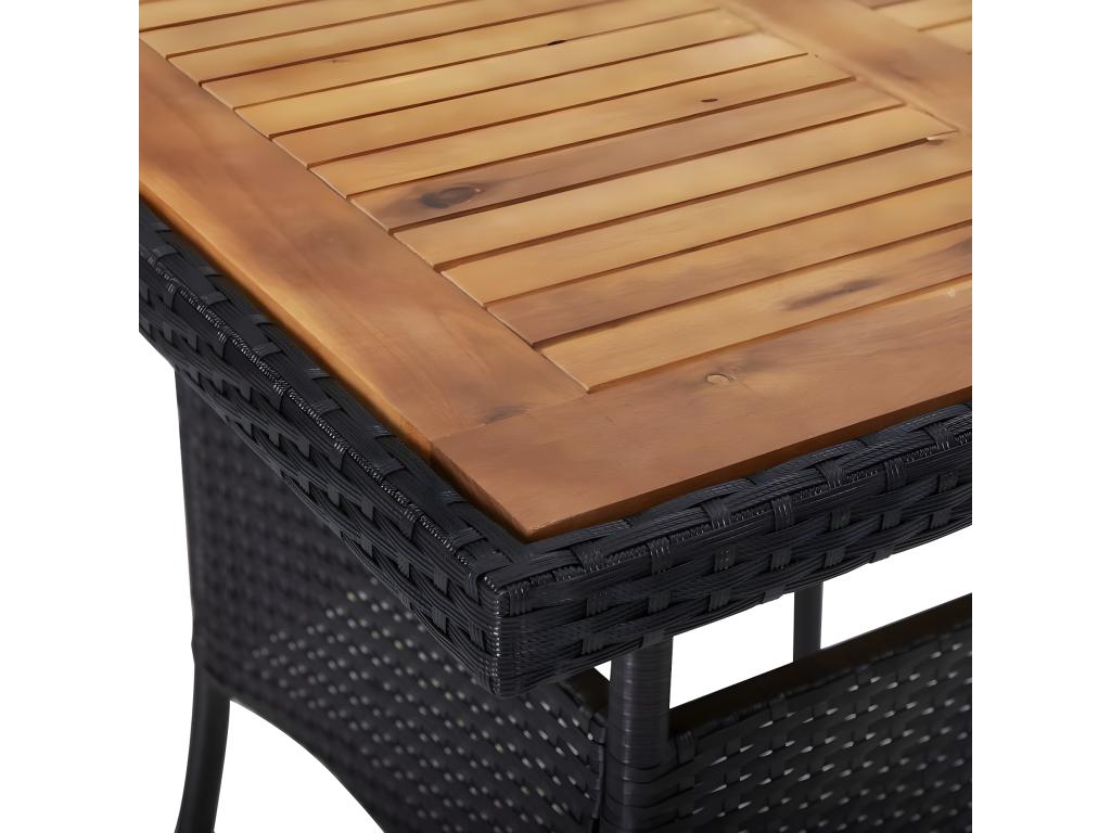 Homelumiere Premium - Outdoor Table Black Woven Resin and Solid Wood by Homelumiere