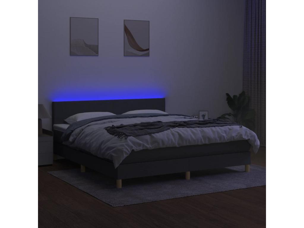 Bohometop bed base and mattress with LED lighting, Dark Grey, 180x200 cm, 05094YPWC
