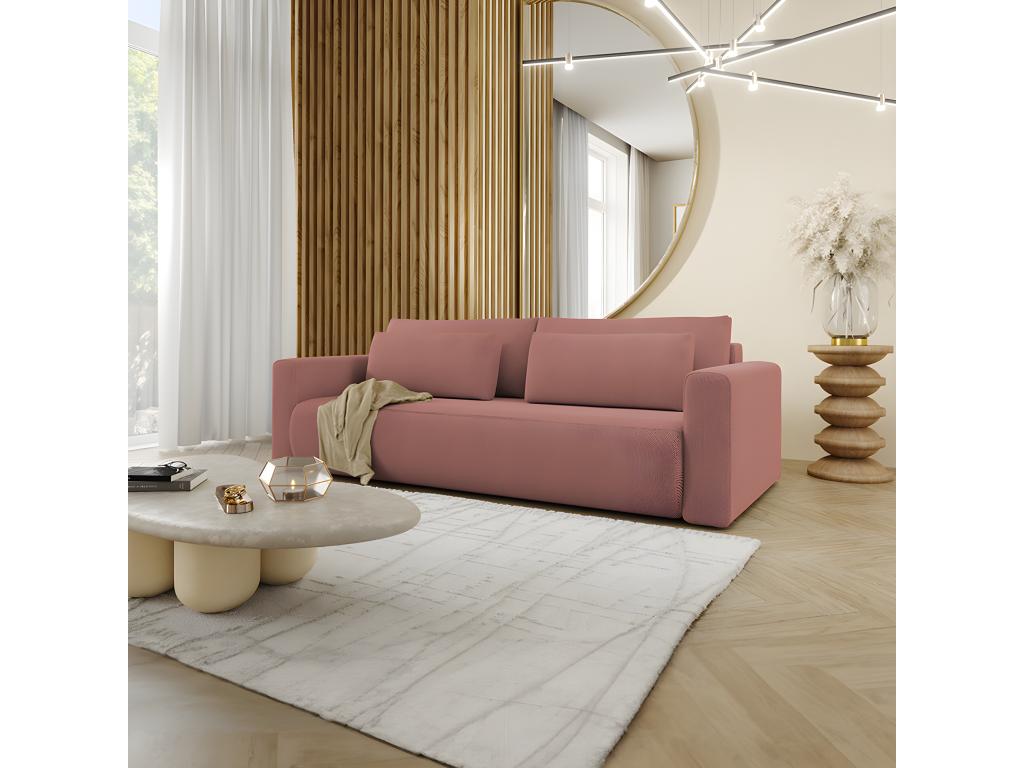 Bohometop Pink 3-Seater Convertible Sofa with Storage 35180WMCX