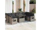 Garden furniture set with cushions, 10 pieces, grey woven resin, 65197NJAT