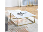 Square Coffee Table, Living Room Side Table, Scandinavian Style, Gold Steel Frame, Marble Finish, 80x80 cm, 18684JBOF