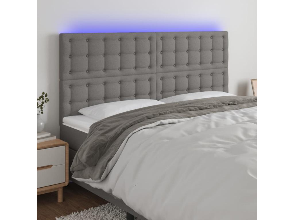 Dark Grey LED Headboard 180x5x118-128 Fabric 71687DJGY