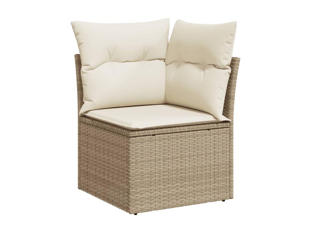 12-piece garden furniture set with cushions, beige wicker resin, 65716WCXY