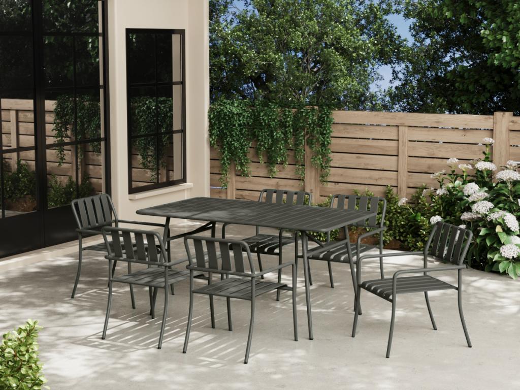 Set of 2 stackable metal garden chairs - Anthracite grey - Bohometop 09615ROWR