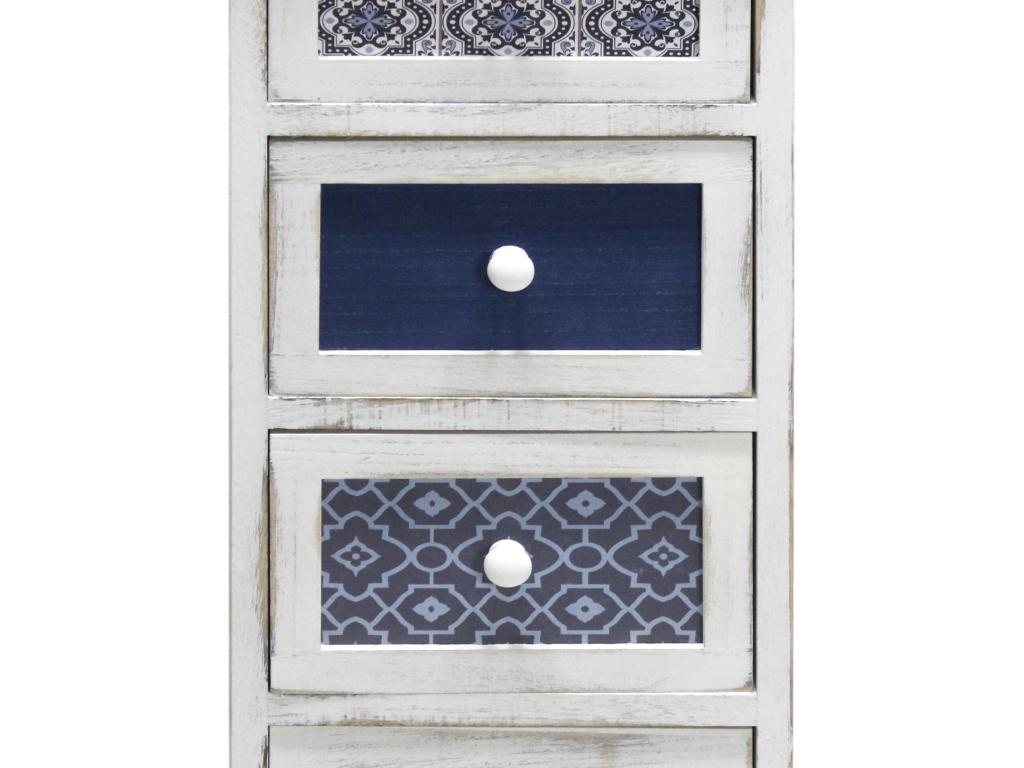 Bohometop White Grey Blue Wooden Chest of Drawers with 4 Drawers, 76x30x25 cm, 07141NEQK