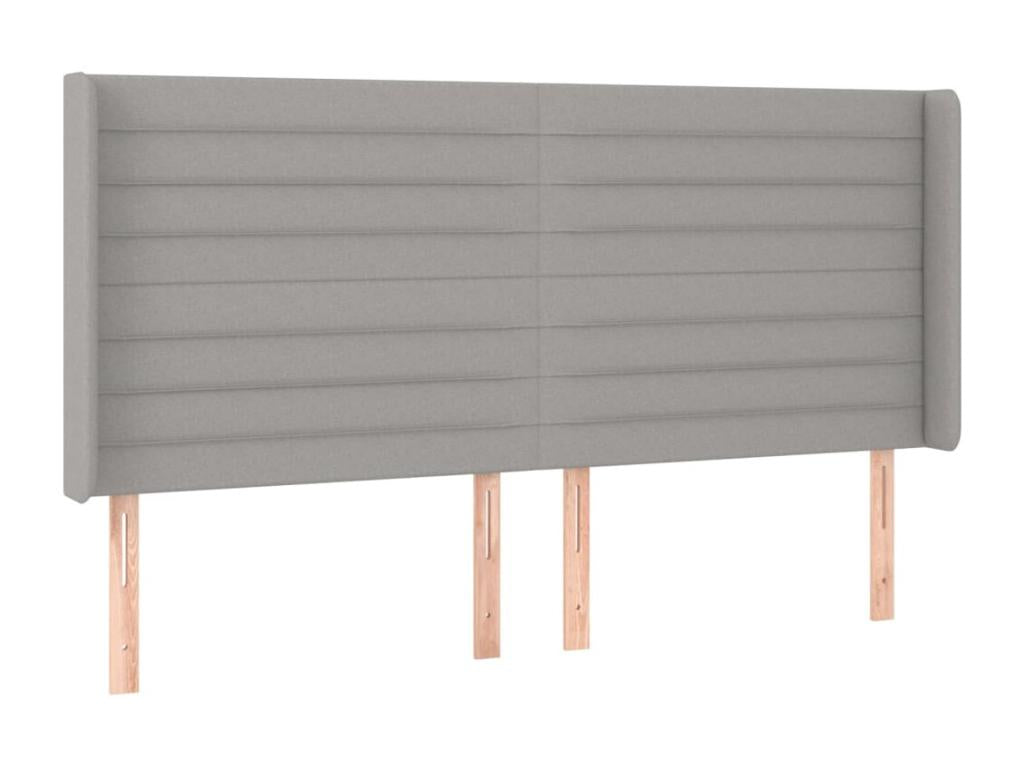 Headboard with wings, light grey, 163x16x118/128 cm, fabric, 18904GYWB