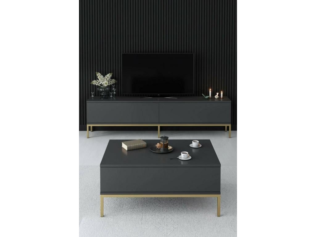 Homelumiere Coffee Table, Magazine Rack for Sofa, Living Room Shelf, 90x60x40 cm, Anthracite and Gold