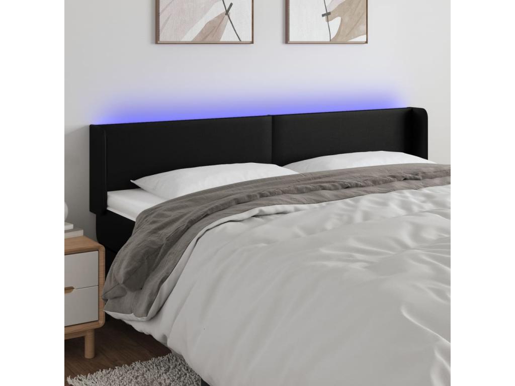 Black LED Headboard 203x16x78/88 cm Faux Leather 68790JOGH