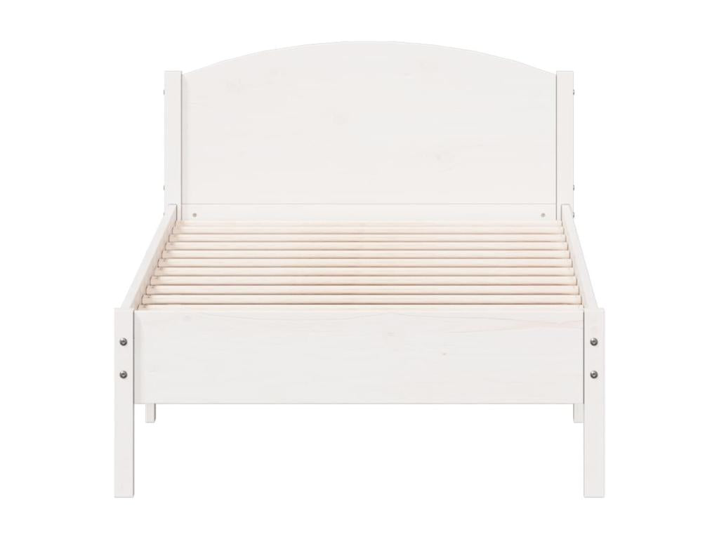 White bed frame and headboard 100x200 solid pine wood 10049YYRU