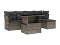 6-piece garden furniture set with grey resin wicker cushions 73682WOYJ