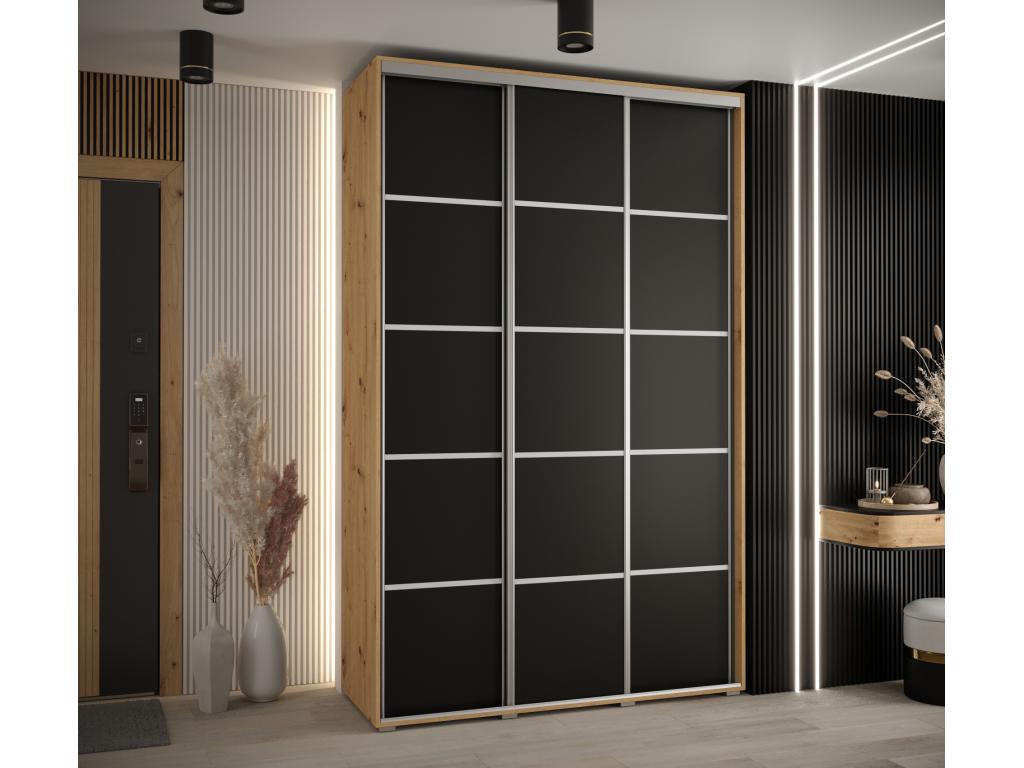 Bohometop 4-Door Sliding Wardrobe 235.2/170/45 3 Doors Bohometop/Black/Silver 91629FHIL